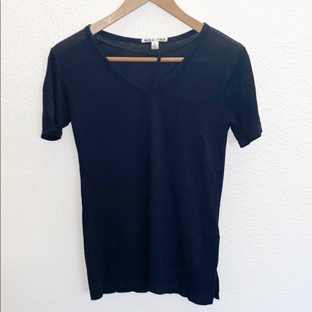Moral Fiber Black Choker Soft Black V Neck T-Shirt